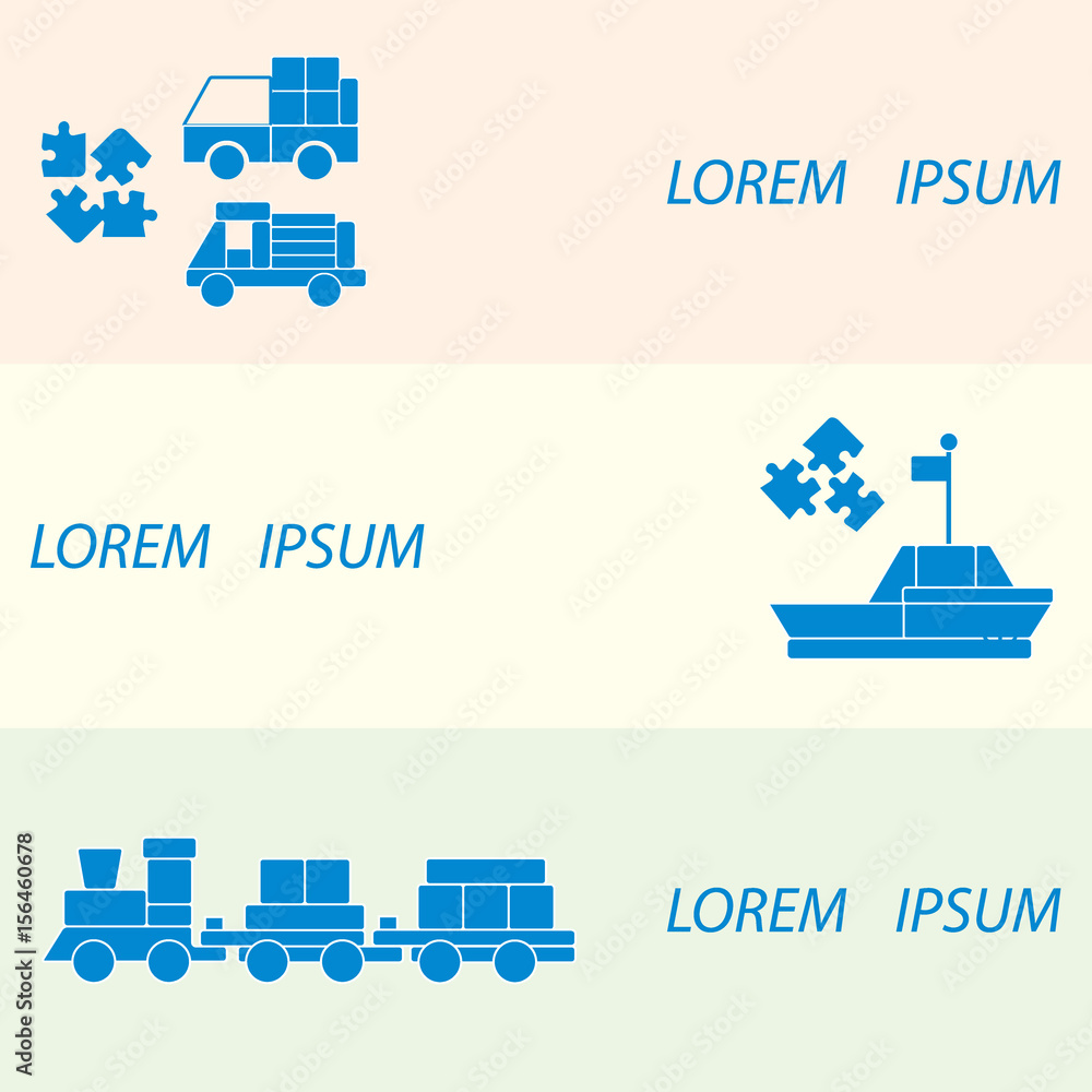 Vector illustration kids toys objects: train, puzzle, designer, boat, cars. Vector illustration kids toys objects: train, puzzle, designer, boat, cars.