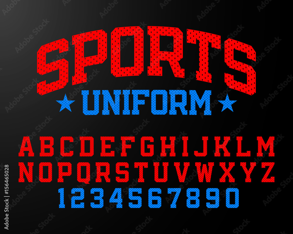 Sports uniform style font, alphabet and numbers 