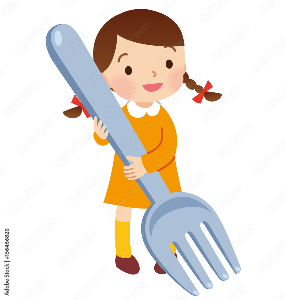 フォークを持つ子供 Stock イラスト Adobe Stock