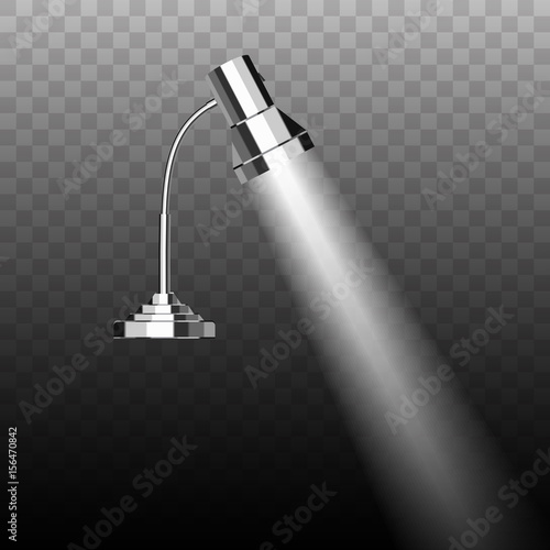 3d realistic vector luminescence fluorescent energy saving chrome plated metal table controlled, bending, crocheting, mobile lamp of directional light for room, hall, country house