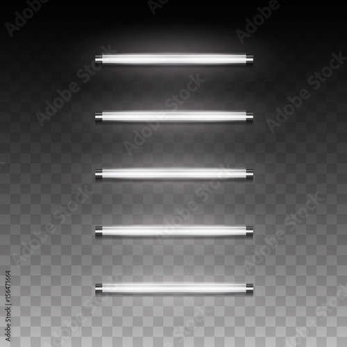 3d realistic vector long luminescence fluorescent energy saving lamp of daytime cattered light with low operating temperature local and general artificial lighting for office, industrial pendant