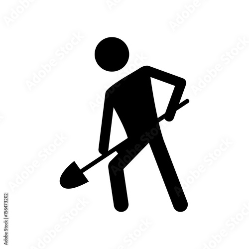 pictogram man with a shovel icon over white background. vector illustration