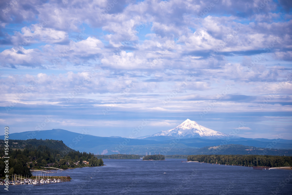 Landscape with Columbia river and Mount Hood