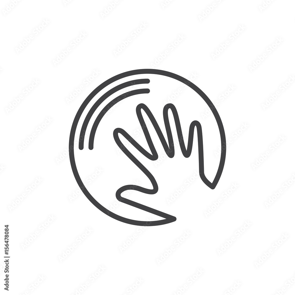 Hand in circle line icon, outline vector sign, linear style pictogram isolated on white. Handmade symbol, logo illustration. Editable stroke. Pixel perfect Hand in circle line icon, outline vector sign, linear style pictogram isolated on white. Handmade symbol, logo illustration. Editable stroke. Pixel perfect
