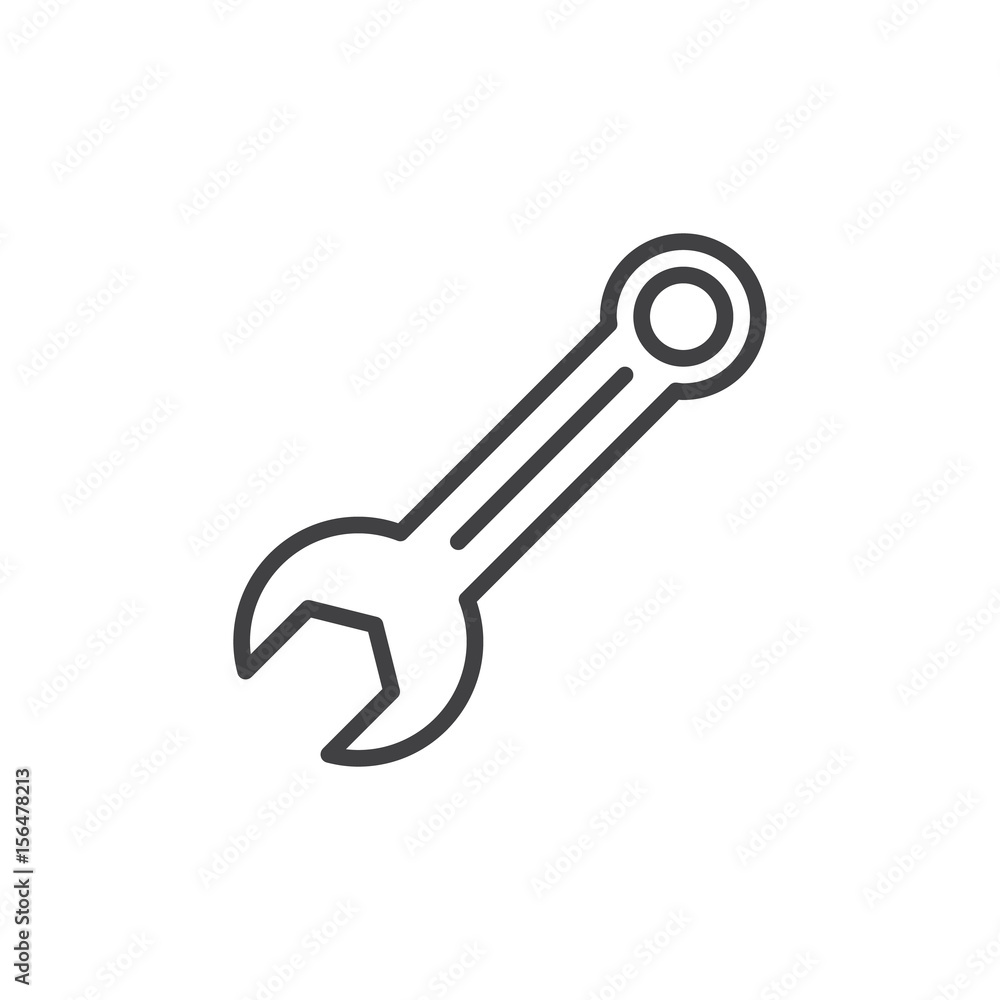 Spanner, wrench line icon, outline vector sign, linear style pictogram isolated on white. Symbol, logo illustration. Editable stroke. Pixel perfect Spanner, wrench line icon, outline vector sign, linear style pictogram isolated on white. Symbol, logo illustration. Editable stroke. Pixel perfect