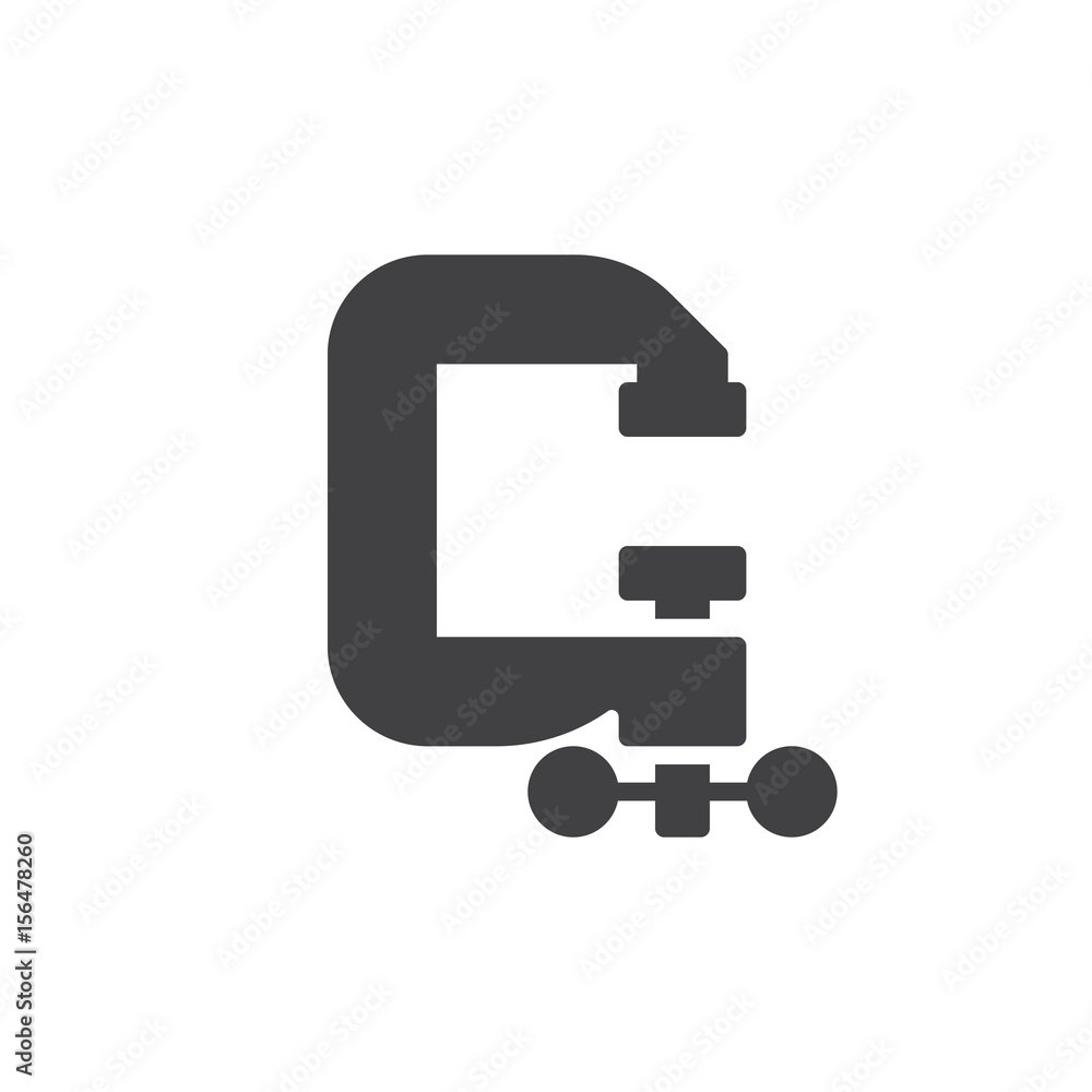 C-clamp icon vector, filled flat sign, solid pictogram isolated on white. Symbol, logo illustration. Pixel perfect C-clamp icon vector, filled flat sign, solid pictogram isolated on white. Symbol, logo illustration. Pixel perfect