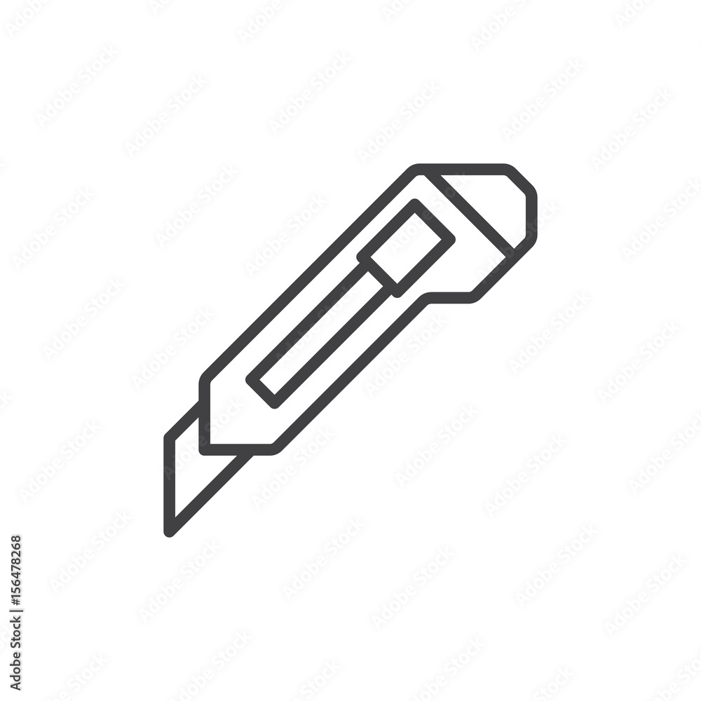 Cutter knife line icon, outline vector sign, linear style pictogram isolated on white. Symbol, logo illustration. Editable stroke. Pixel perfect Cutter knife line icon, outline vector sign, linear style pictogram isolated on white. Symbol, logo illustration. Editable stroke. Pixel perfect