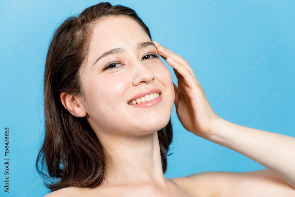 beauty girl of half caucasian and half asian. beauty and cosmetics concept. beauty girl of half caucasian and half asian. beauty and cosmetics concept.