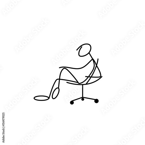 Cartoon icon of sketch stick bisiness figure in cute miniature scene.
