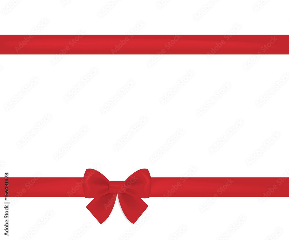 Red ribbon bow horizontal border. Red ribbon bow horizontal border.