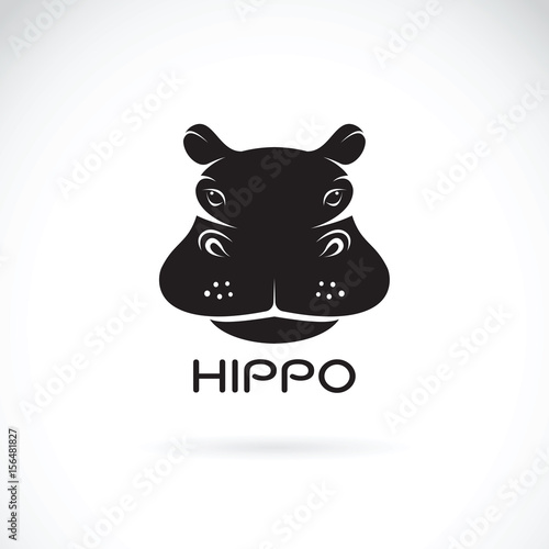 Vector of a hippo face design on white background, Wild Animals.