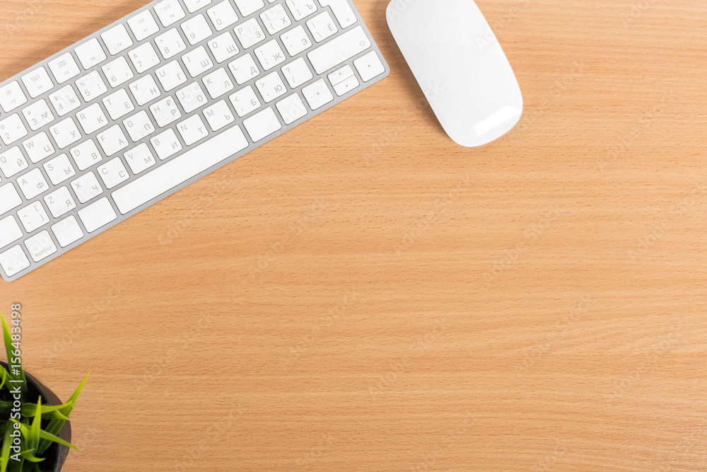 Modern working business desk with keyboard Modern working business desk with keyboard