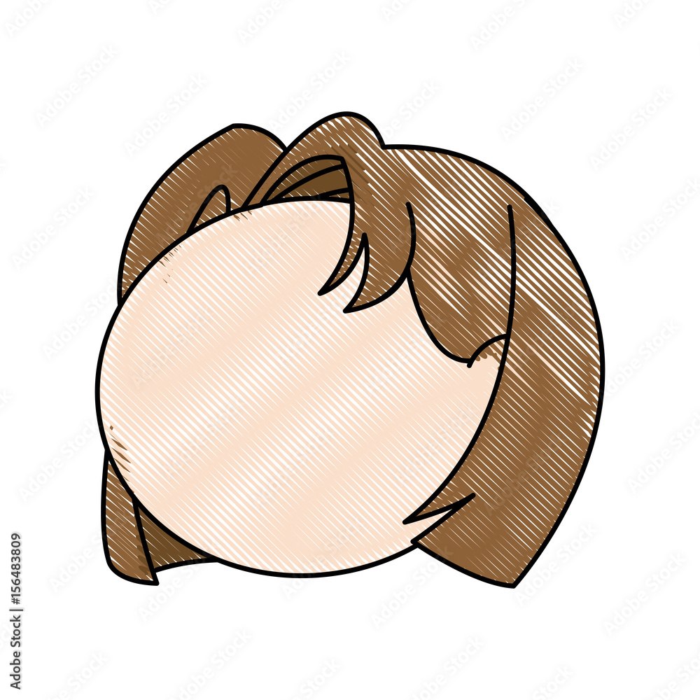 drawing head girl no face hair style vector illustration Stock Vector