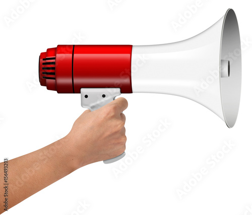 Hand Hold Megaphone isolated on white background