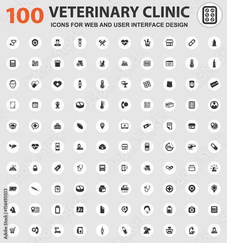 Veterinary clinic icons set