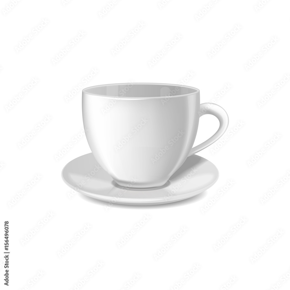 Realistic vector white cup isolated. Realistic vector white cup isolated.