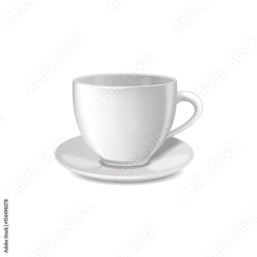 Realistic vector white cup isolated.