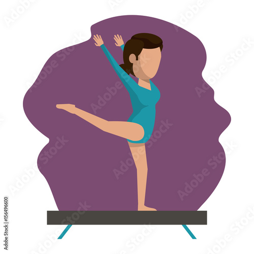 color scene with faceless woman gymnast vector illustration