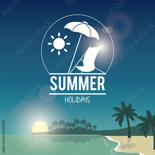 beautiful poster seaside with logo summer holydays vector illustration photo