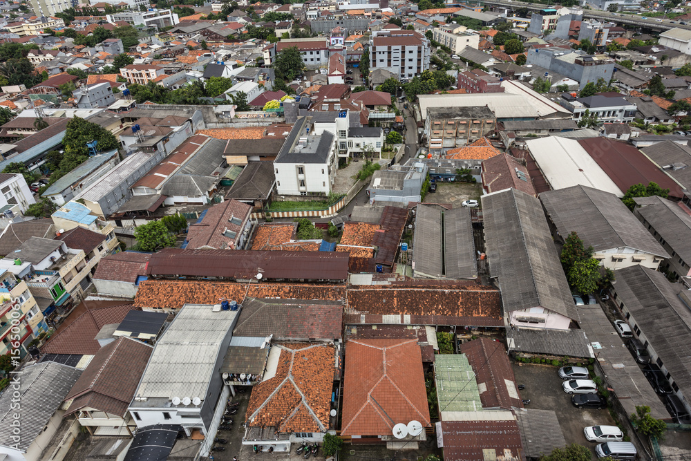 Aerial view of Jakarta residential district in Indonesia capital city