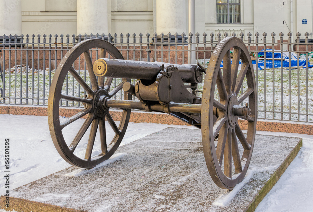 A cannon by The Trinity Cathedral in Saint Petersburg.