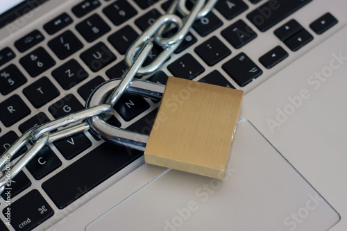 Notebook looked with padlock