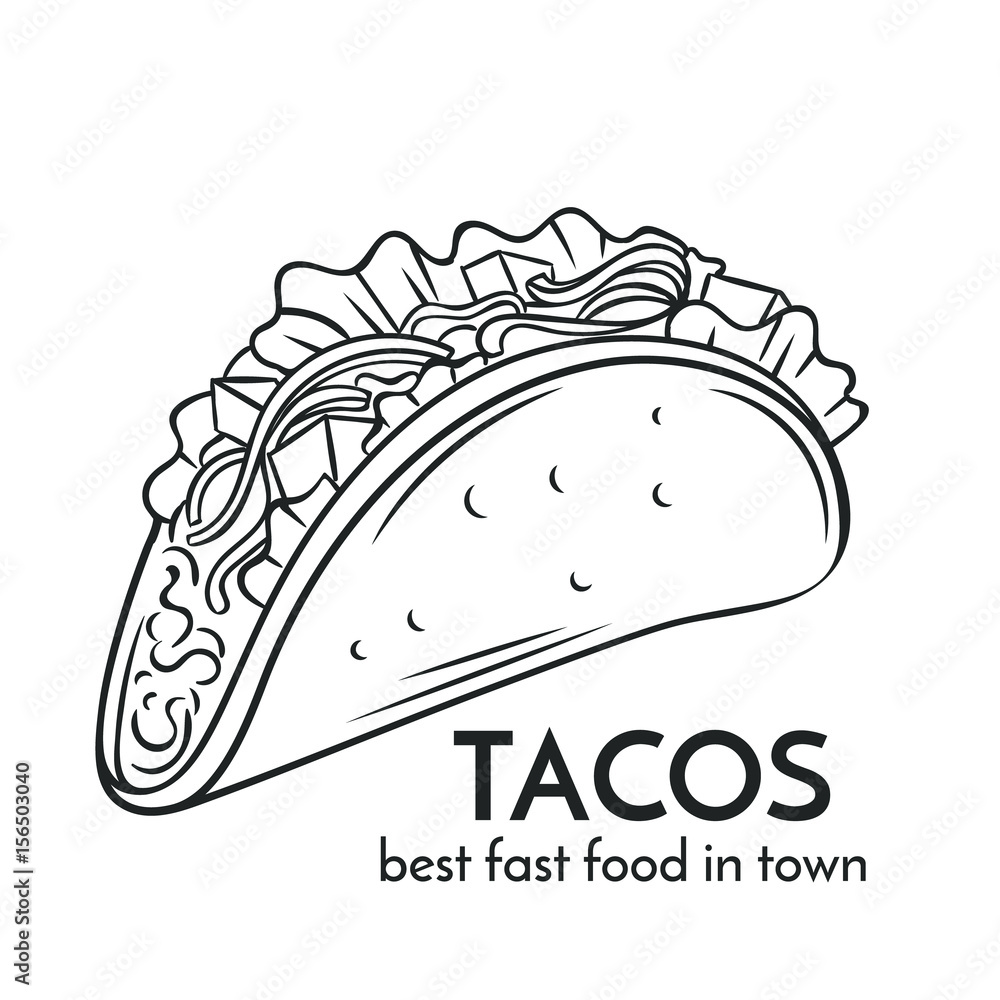 Hand drawn tacos icon. Hand drawn tacos icon.