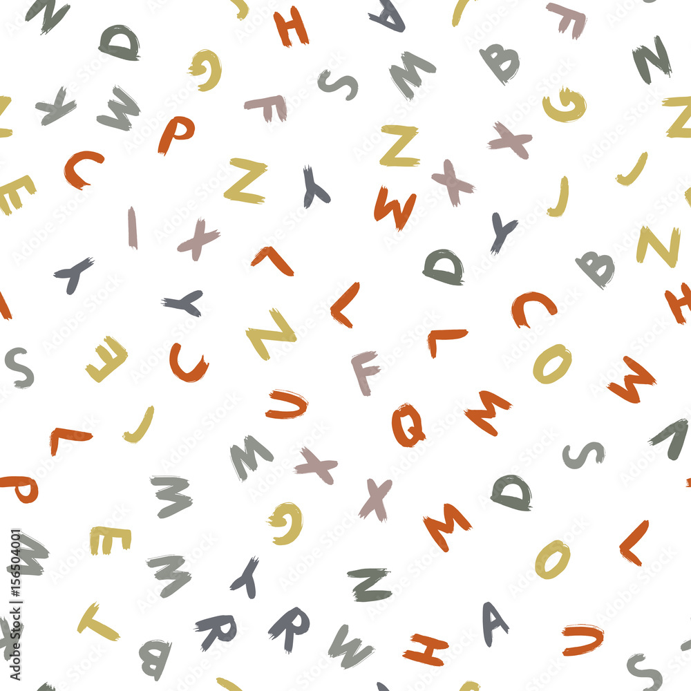 Kids pattern of letters in brush stroke. Seamless pattern. Kids pattern of letters in brush stroke. Seamless pattern.