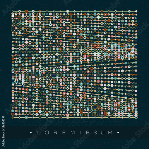 Abstract swirl with dots array and lines. Connection structure. Vector 