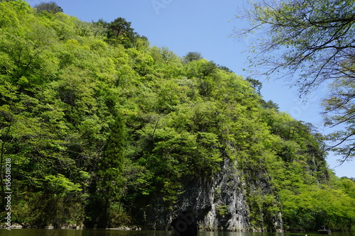 岩手県 厳美渓 新緑 