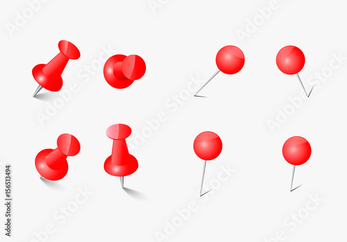 Attach red pins set vector office buttons 