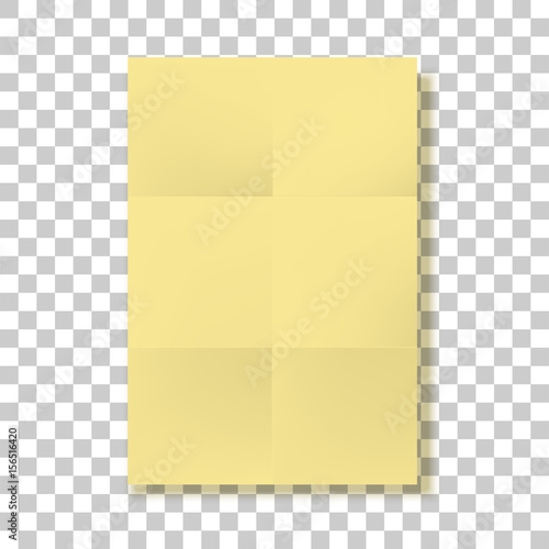 Bilde på lerret Yellow folded Paper Page blank vector Mockup
