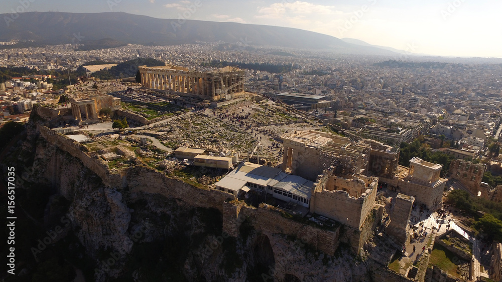Aerial drone photo of Acropolis of Athens and the Parthenon, Attica, Greece