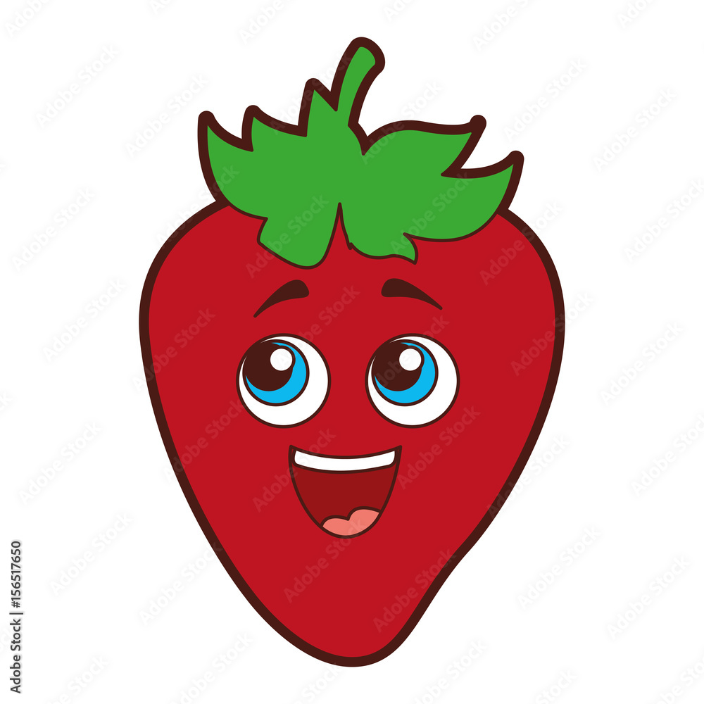 Fototapeta premium fruit strawberry kawaii character vector illustration design