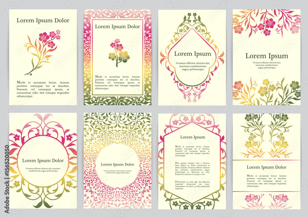 Vector templates for A4 with florals