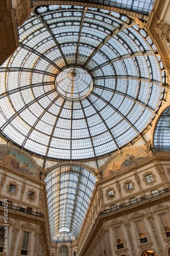 Milan  Italy. Ornate glass ceiling in Vittorio Emanuele gallery
