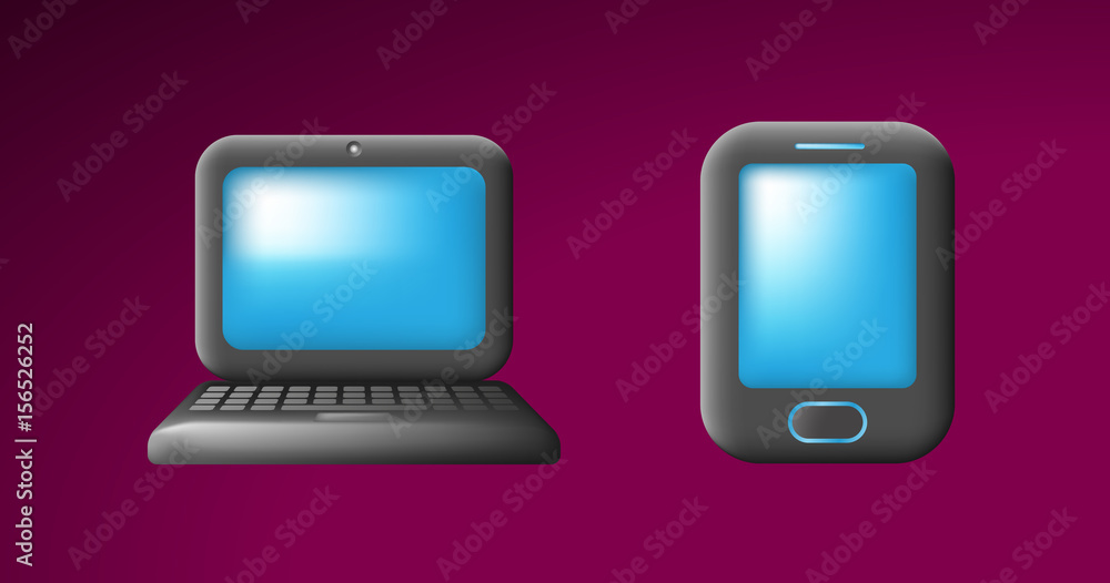 Cute Laptop on Dark Background . Isolated Vector Illustration Cute Laptop on Dark Background . Isolated Vector Illustration