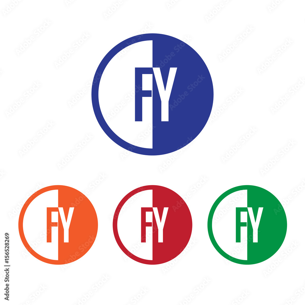 FY initial circle half logo blue,red,orange and green color FY initial circle half logo blue,red,orange and green color