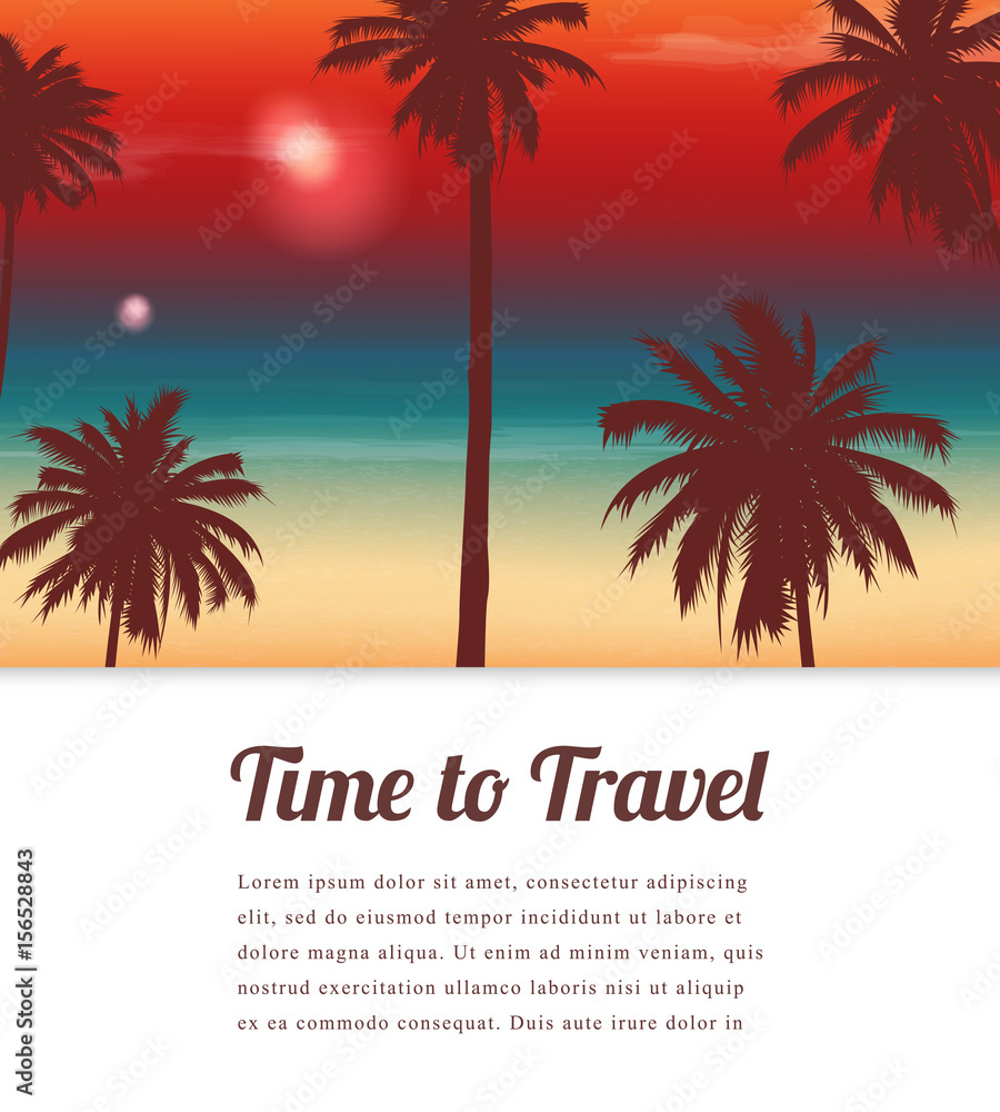 Travel background with exotic landscape. Vector