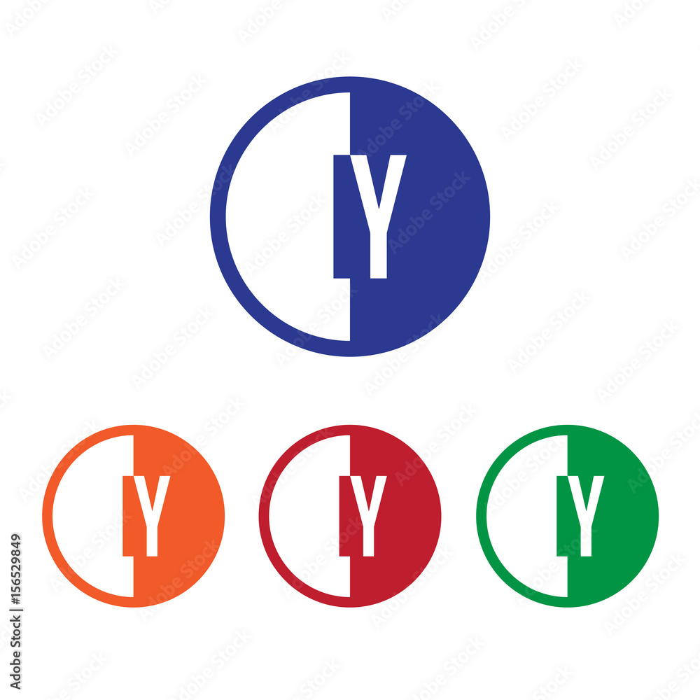 IY initial circle half logo blue,red,orange and green color IY initial circle half logo blue,red,orange and green color