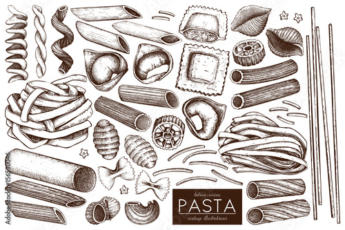 Vector collection of Italian pasta.
