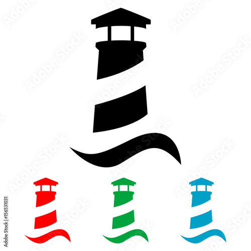 Icono plano faro con ola varios colores