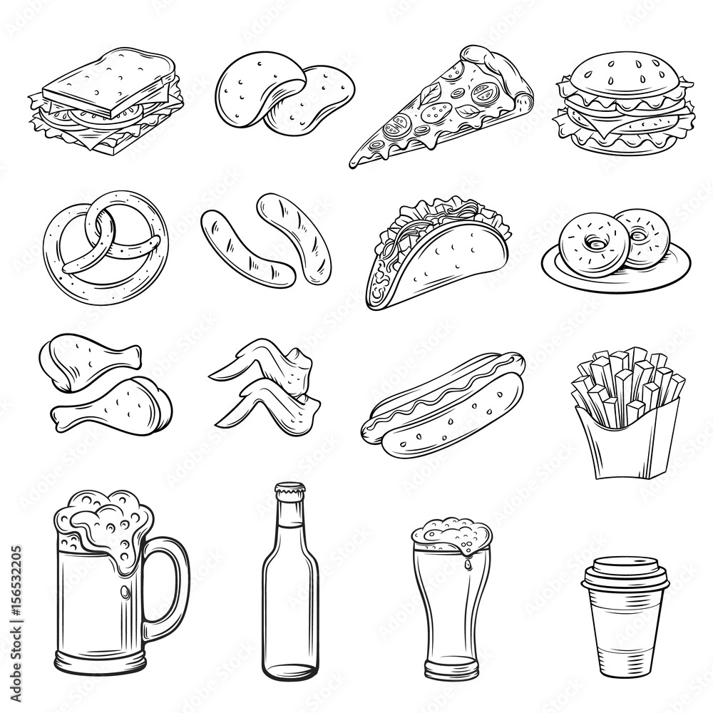 Hand drawn icons for Street Cafe Hand drawn icons for Street Cafe