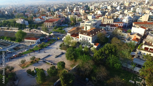 Aerial drone photo of Ancient Agora in Athens historic centre, Attica, Greece