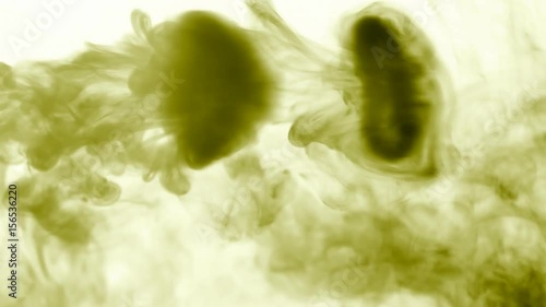 Vapor like smoke at radioactive olive in white background. Vape smoke rings in motion at vape clouds.