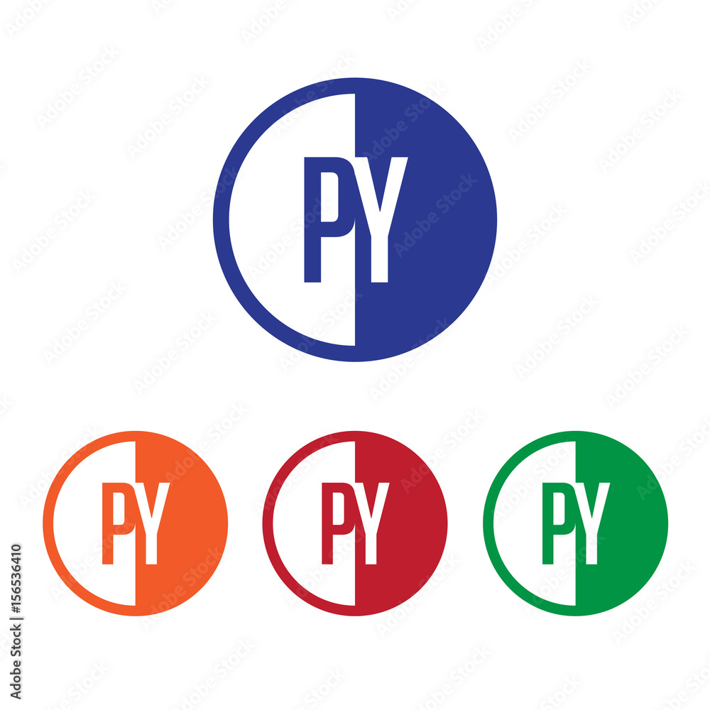 PY initial circle half logo blue,red,orange and green color PY initial circle half logo blue,red,orange and green color