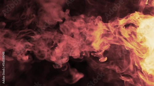 Vapor like smoke fire red styling on a dark black background. Vape smoke rings in motion at vape clouds.