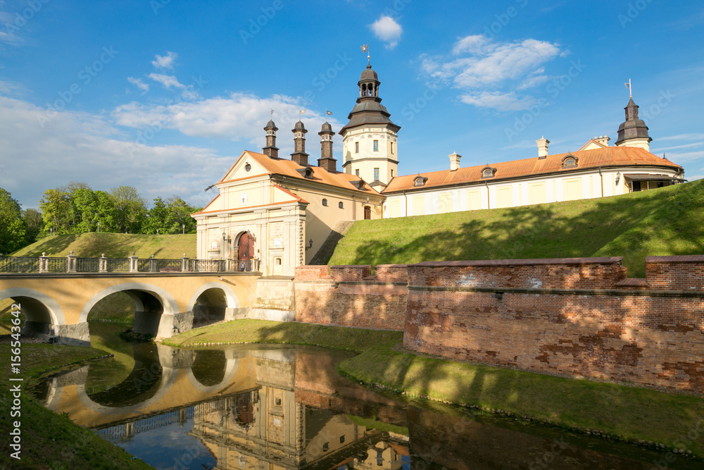 NESVIZH, BELARUS - May 20, 2017: Medieval castle in Nesvizh, Minsk Region, Belarus.