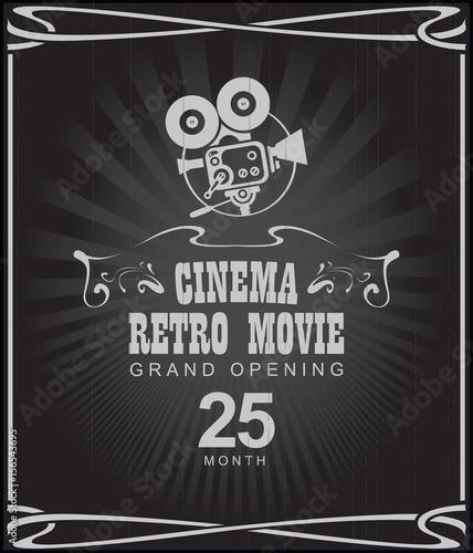 Cinema poster retro style camera film premiere Vector Image