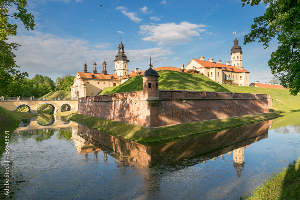 NESVIZH, BELARUS - May 20, 2017: Medieval castle in Nesvizh, Minsk Region, Belarus. NESVIZH, BELARUS - May 20, 2017: Medieval castle in Nesvizh, Minsk Region, Belarus.